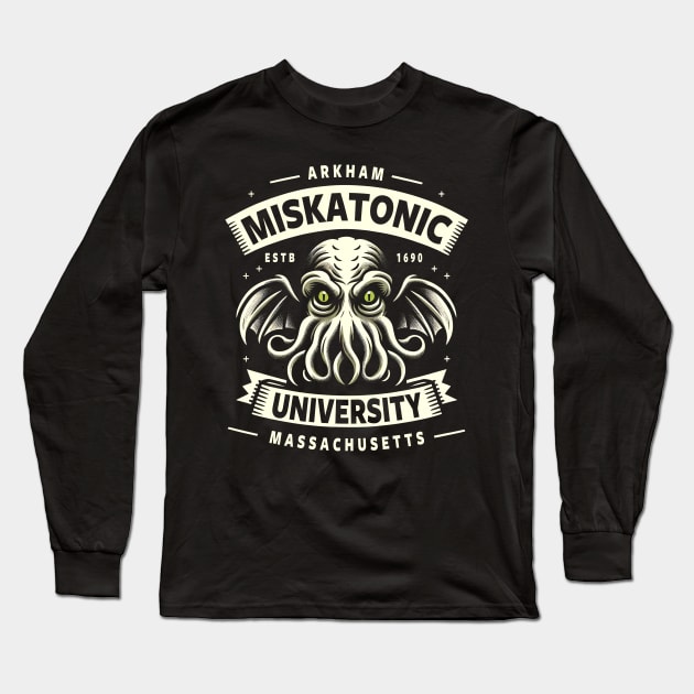 Miskatonic University Cthulhu Long Sleeve T-Shirt by Tshirt Samurai